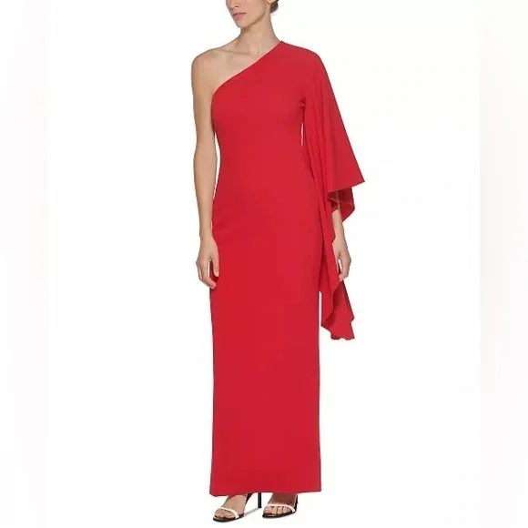 chinese dress ladies Calvin Klein Women's Sleeveless A Line Midi Dress with V Neckline, red, 8  at Amazon Women's Clothing store